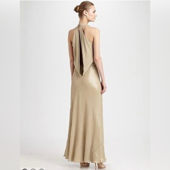 NEW! NICOLE MILLER Sequin Stretch Woven Sherbet Plum Plunging Formal Dress SZ 4 - Picture 16 of 17